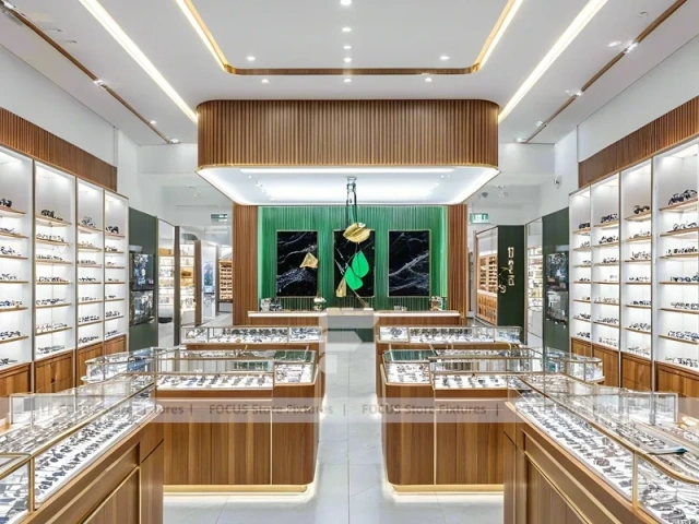 Natural Wood Vision Store Interior with Center Island Showcase