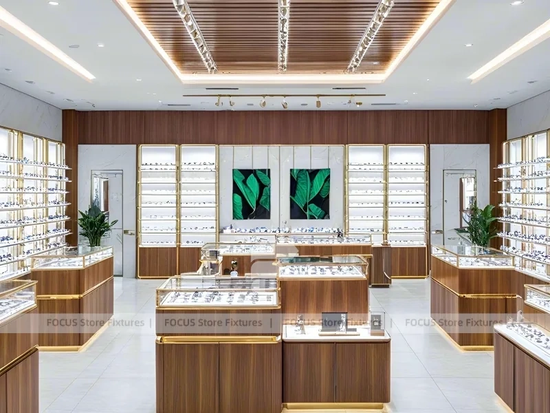Natural Wood Vision Store Interior with Center Island Showcase