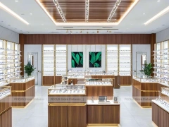 Natural Wood Vision Store Interior with Center Island Showcase