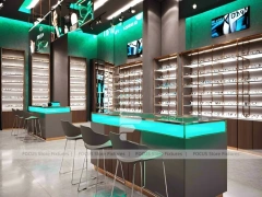 Neon Teal Eyewear Accent Store with Floating Showcase Islands