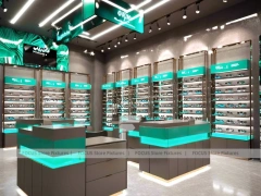 Neon Teal Eyewear Accent Store with Floating Showcase Islands