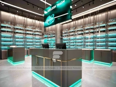 Neon Teal Eyewear Accent Store with Floating Showcase Islands