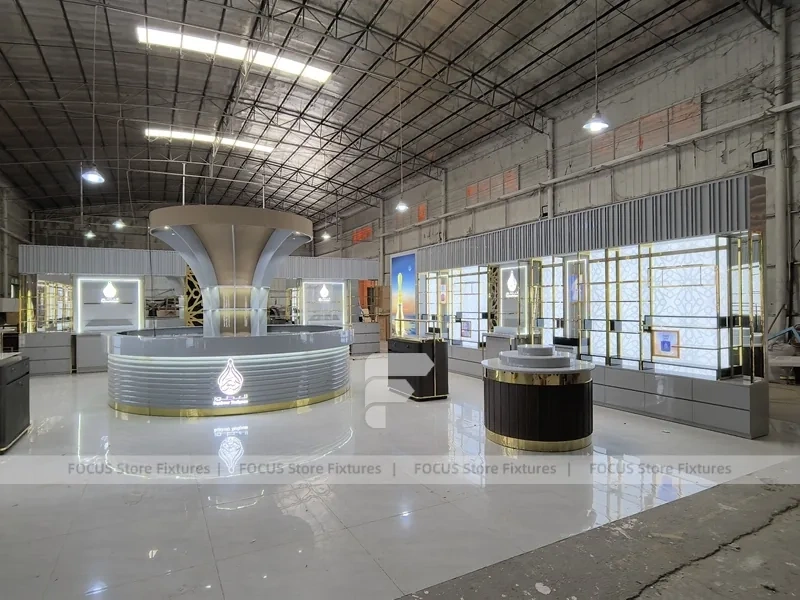 Open Perfume Boutique Layout With Round Fragrance Island