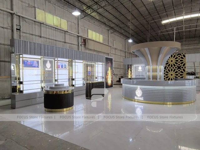 Open Perfume Boutique Layout With Round Fragrance Island