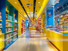 Orange Twist Candy Shop Interior with Bright Window Shelving