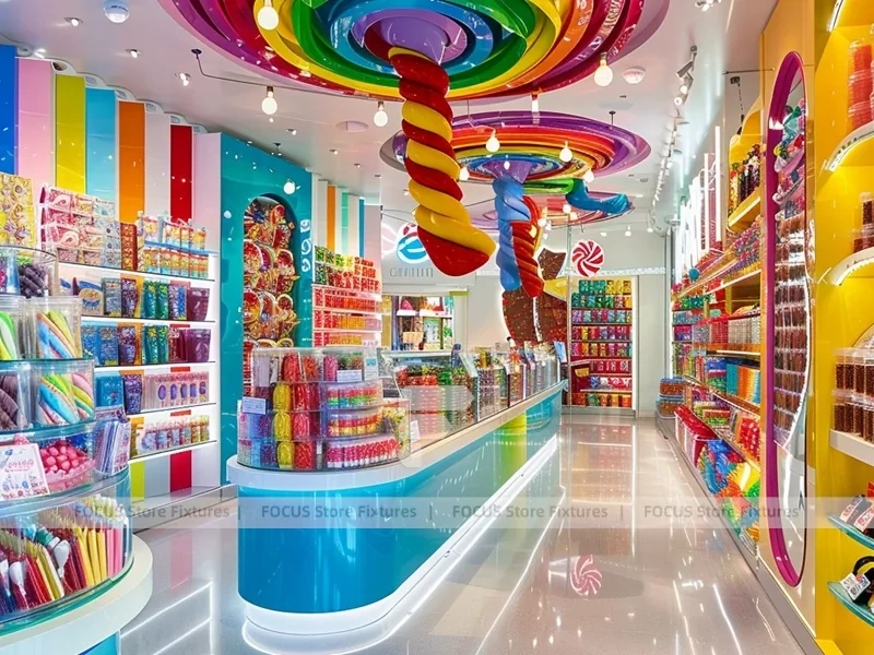 Playland Candy with Storybook Shelving Walls Candy Showcase Boutique