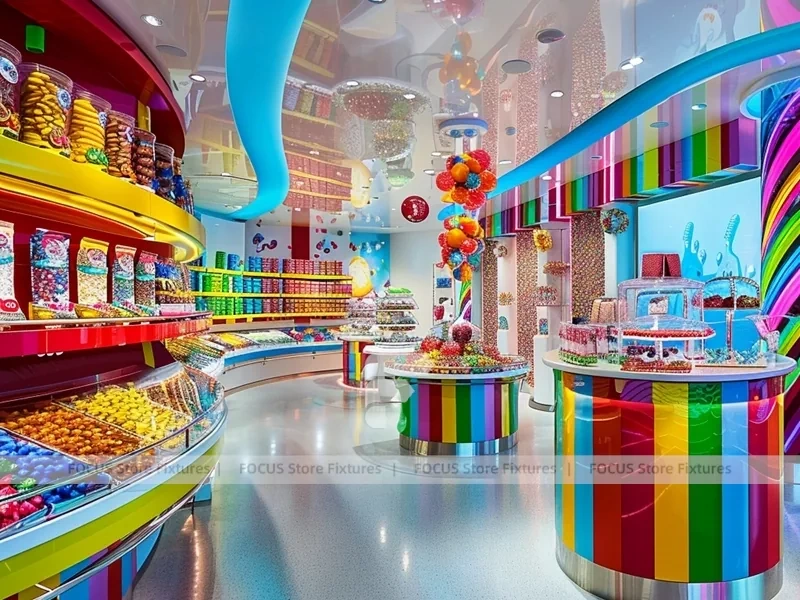 Playland Candy with Storybook Shelving Walls Candy Showcase Boutique