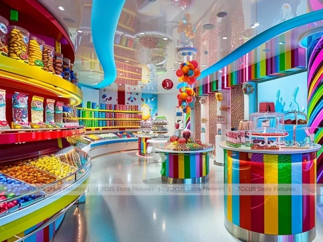 Playland Candy with Storybook Shelving Walls Candy Showcase Boutique
