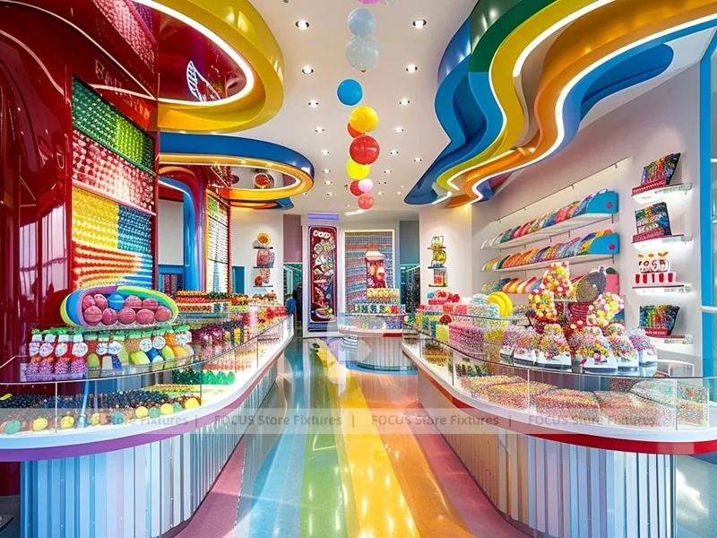 Playland Candy with Storybook Shelving Walls Candy Showcase Boutique