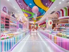 Pop Stripe Confectionery Retail Layout for Custom Sweets Retail