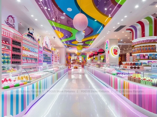 Pop Stripe Confectionery Retail Layout for Custom Sweets Retail