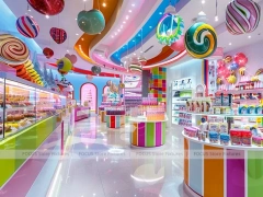Pop Stripe Confectionery Retail Layout for Custom Sweets Retail