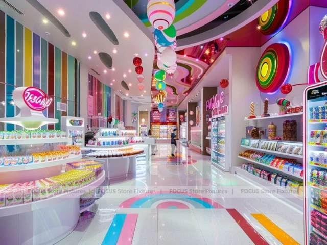 Pop Stripe Confectionery Retail Layout for Custom Sweets Retail