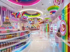 Pop Stripe Confectionery Retail Layout for Custom Sweets Retail