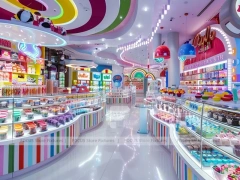Pop Stripe with Rainbow Wall Shelving Confectionery Retail Layout