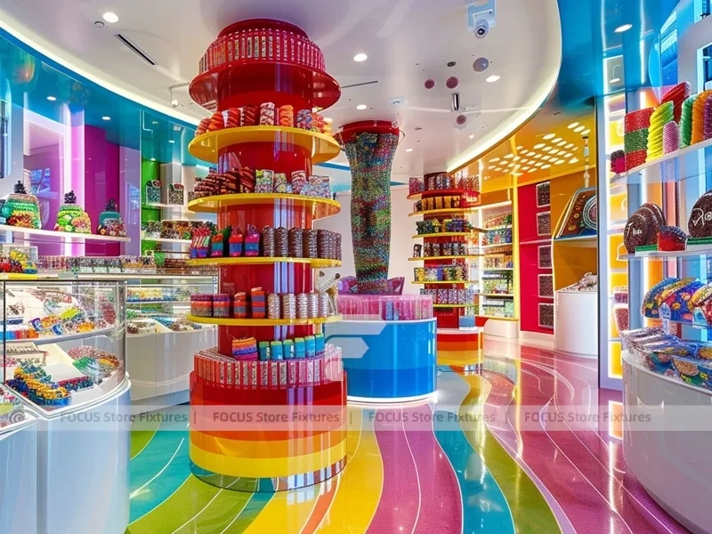 Rainbow Swirl Sweet Flagship Store with Branded Candy Merchandising