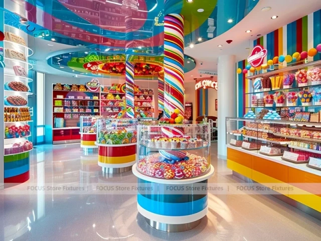 Rainbow Swirl Sweet Flagship Store with Branded Candy Merchandising