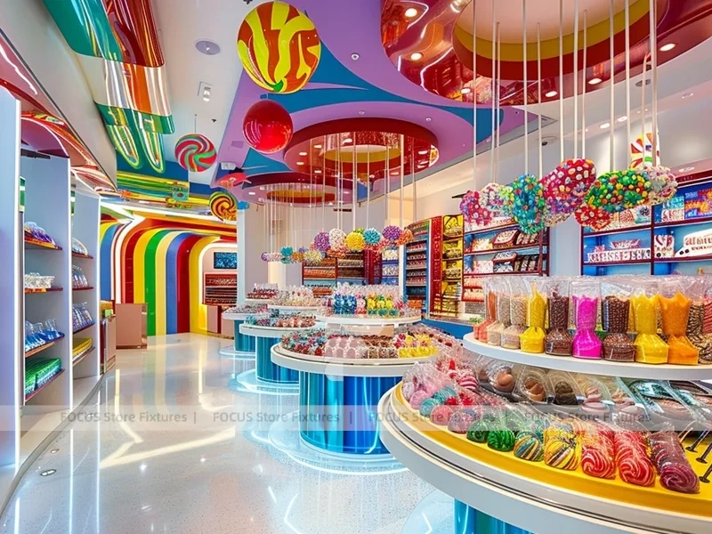Rainbow Swirl Sweet Flagship Store with Branded Candy Merchandising