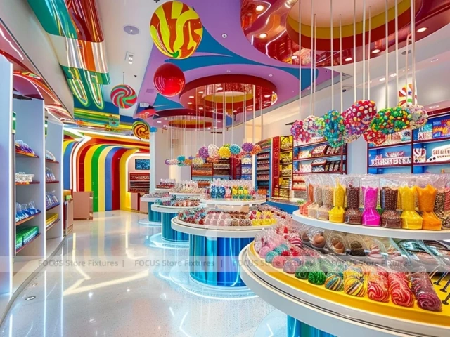 Rainbow Swirl Sweet Flagship Store with Branded Candy Merchandising