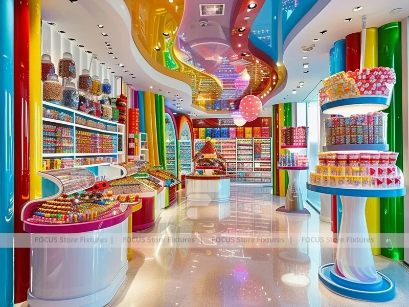 Rainbow Swirl Sweet Flagship Store with Branded Candy Merchandising