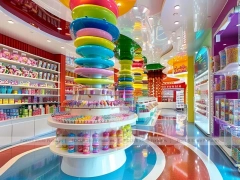 Rainbow Swirl Sweet Flagship Store with Branded Candy Merchandising