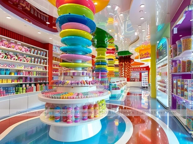 Rainbow Swirl Sweet Flagship Store with Branded Candy Merchandising
