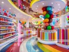 Rainbow Swirl Sweet Flagship Store with Spiral Feature Ceiling
