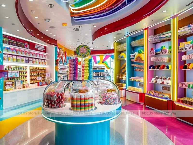 Rainbow Swirl Sweet Flagship Store with Spiral Feature Ceiling Concept