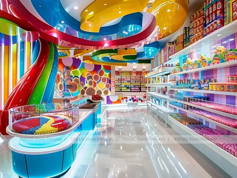 Rainbow Swirl Sweet Flagship Store with Spiral Feature Ceiling Concept