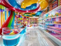 Rainbow Swirl Sweet Flagship Store with Spiral Feature Ceiling Concept