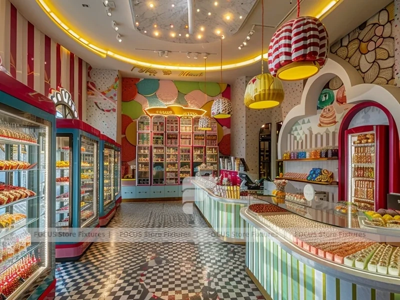 Rainbow Swirl Sweet Flagship Store with Spiral Feature Ceiling Concept