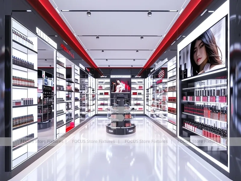 Red Accent Perfume Corridor Display