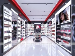 Red Accent Perfume Corridor Display