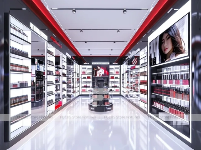 Red Accent Perfume Corridor Display
