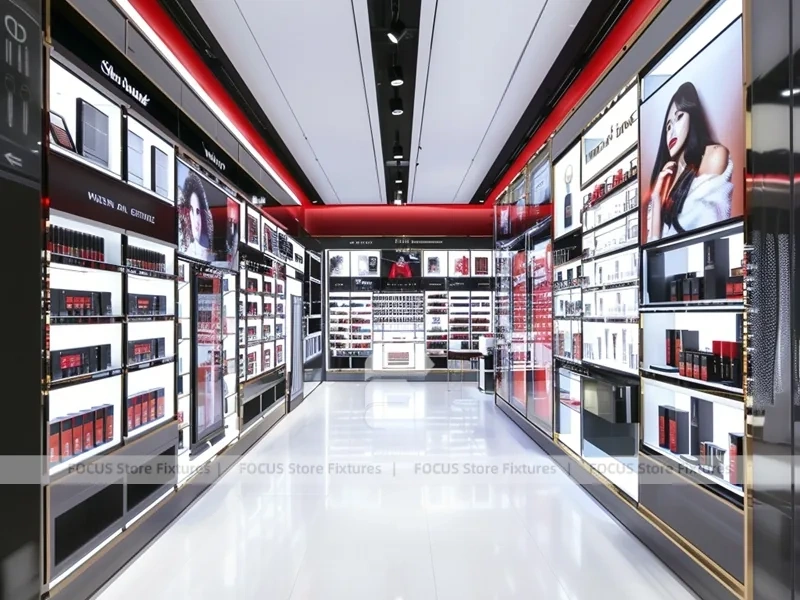 Red Accent Perfume Corridor Display