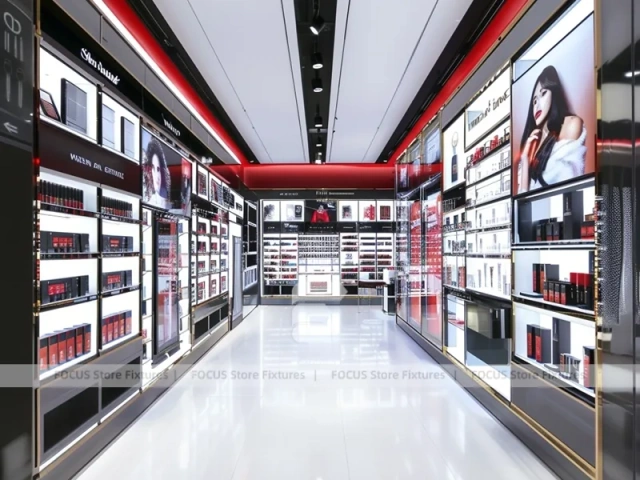 Red Accent Perfume Corridor Display