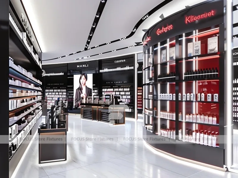 Red Accent Perfume Corridor Display
