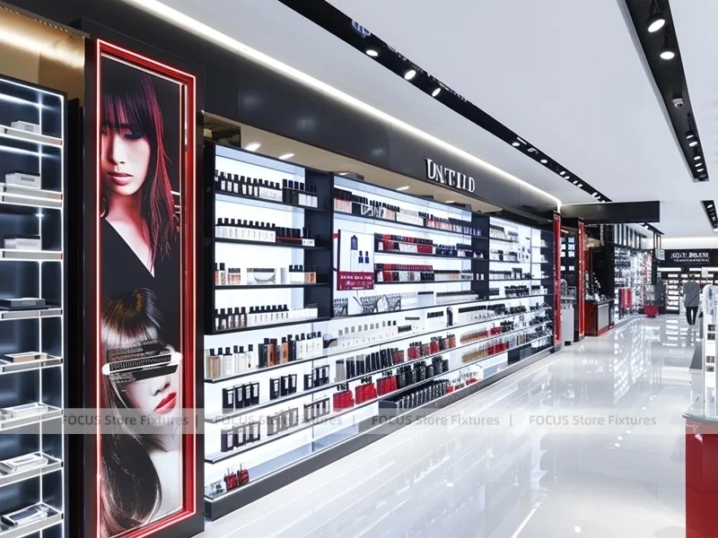 Red Accent Perfume Corridor Display