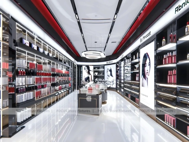 Red Accent Perfume Corridor Display