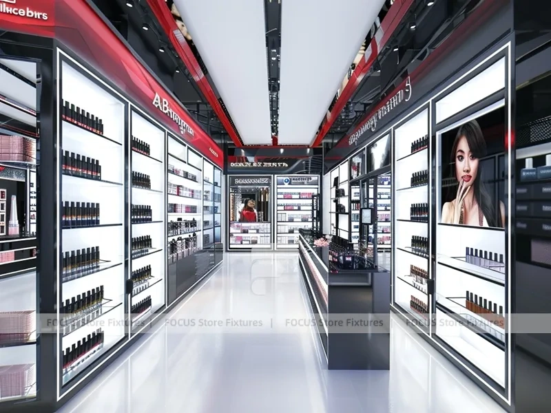 Red Accent Perfume Corridor Display