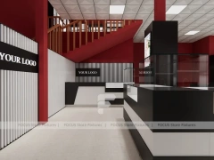 Red Black Perfume Reception Counter