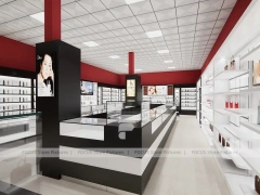 Red Black Perfume Reception Counter