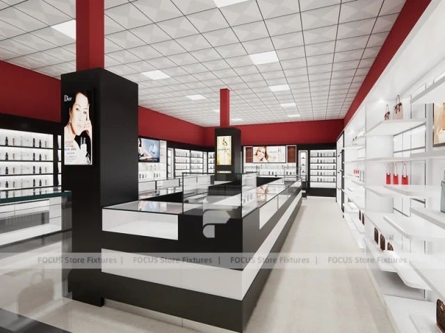 Red Black Perfume Reception Counter