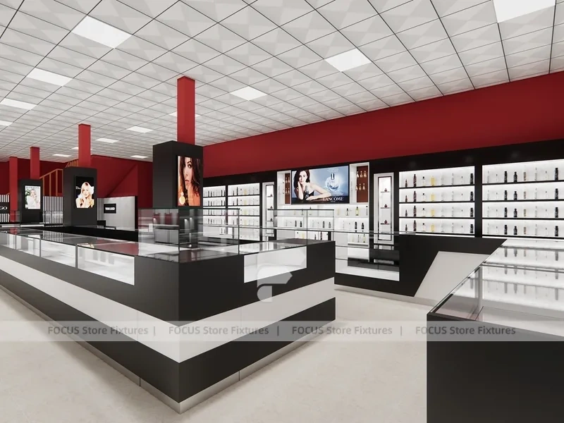 Red Black Perfume Reception Counter