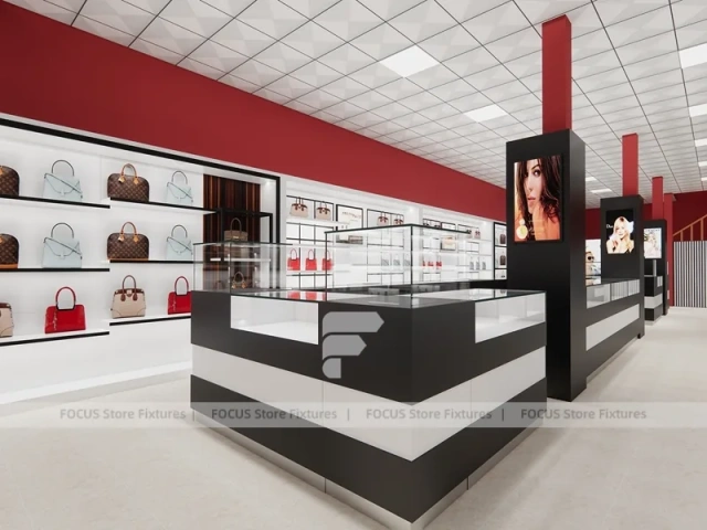 Red Black Perfume Reception Counter