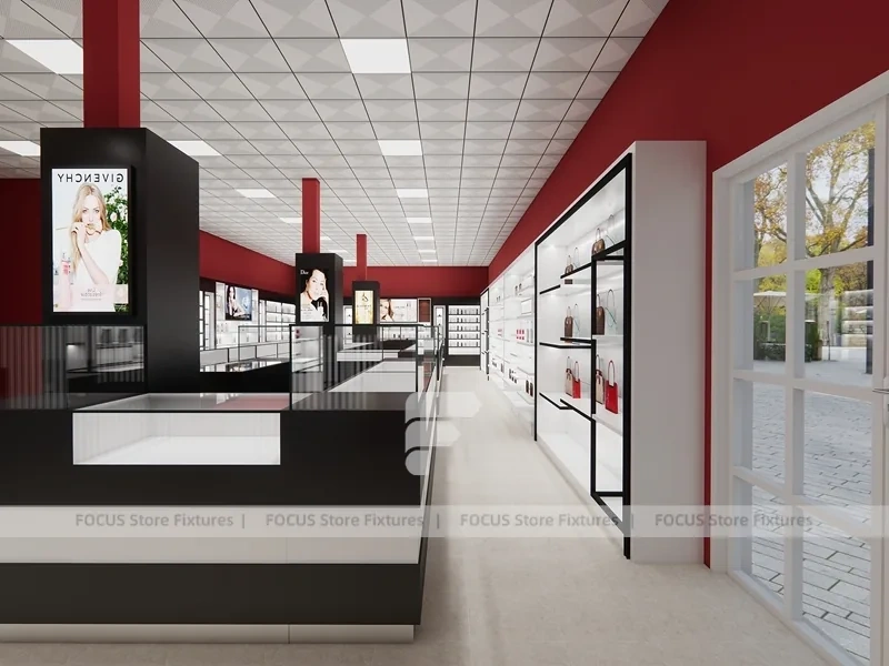 Red Black Perfume Reception Counter
