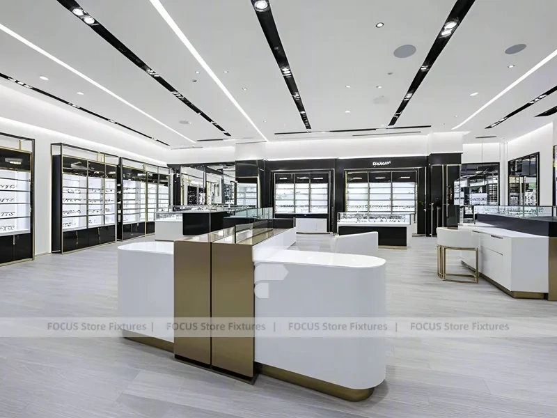 Refined White Vision Retail Display with Open Consultation Zone