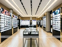 Runway Black Eyewear Display Hall with Long Browsing Corridor