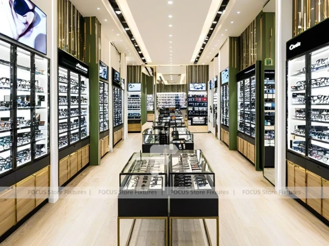 Runway Black Eyewear Display Hall with Long Browsing Corridor