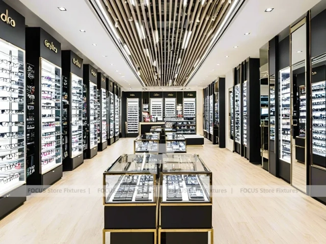 Runway Black Eyewear Display Hall with Long Browsing Corridor